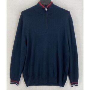 NWOT! Brooks  Brothers NetJets Quarter Zip Sweater Mens Wool Blend Ribbed Trim L